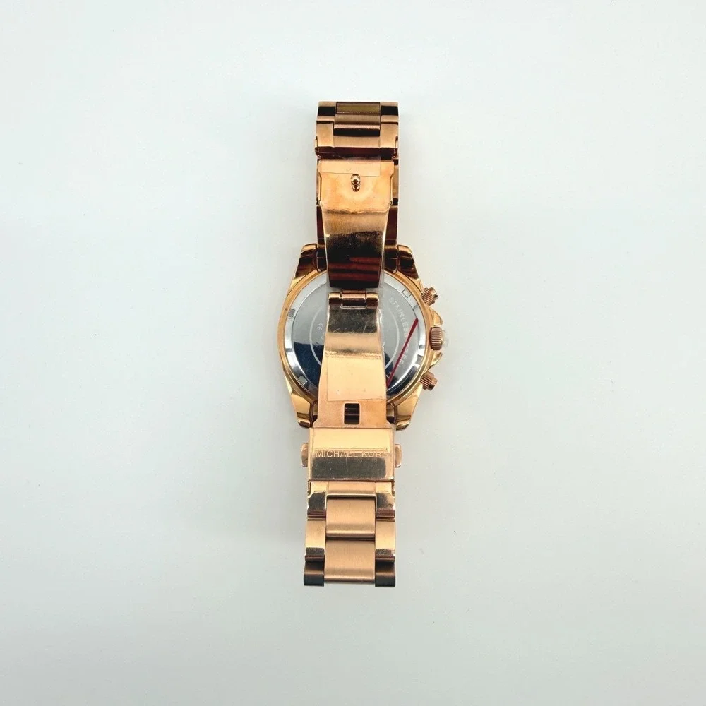 Michael Kors Ritz Chronograph Watch Womens Rose Gold Crystal Bezel *Not Running